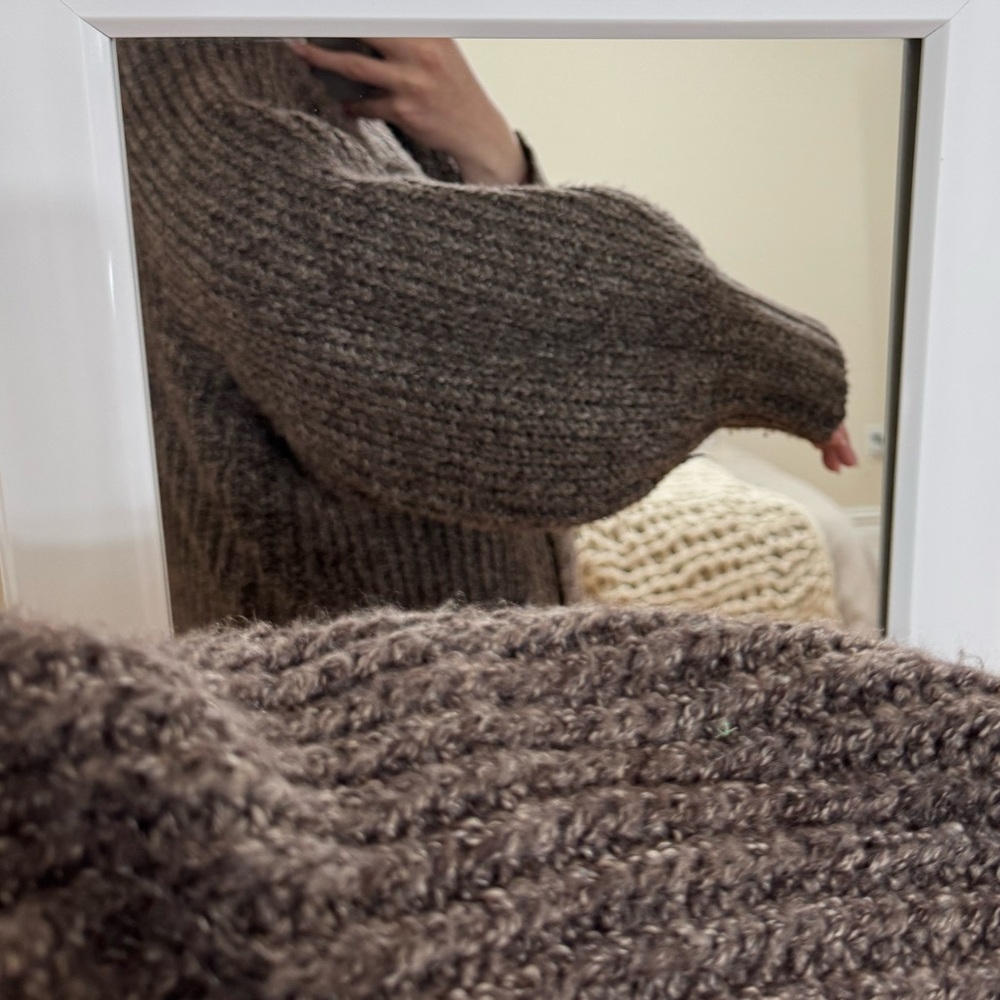 Olivaceous Chunky Ribbed Open-Front Cardigan in Brown - Picture 3 of 5